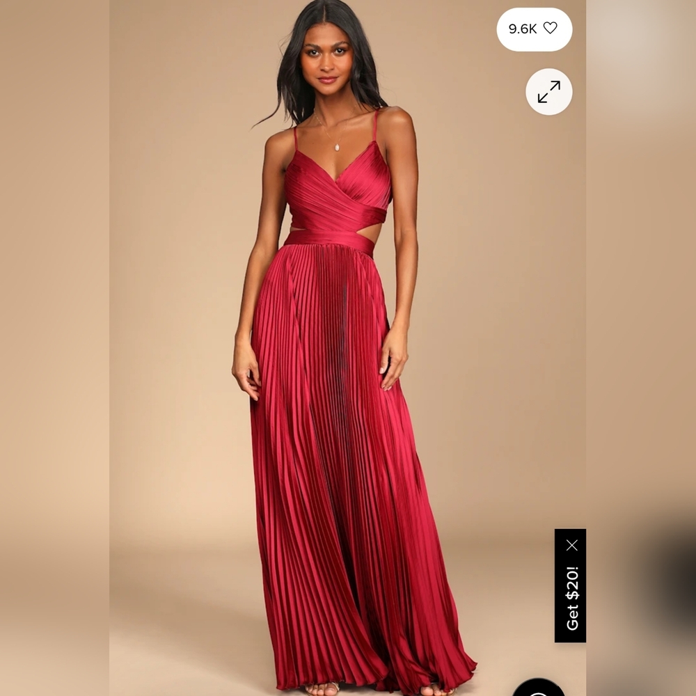 Got the Glam Wine Red Pleated Cutout Maxi Dress
